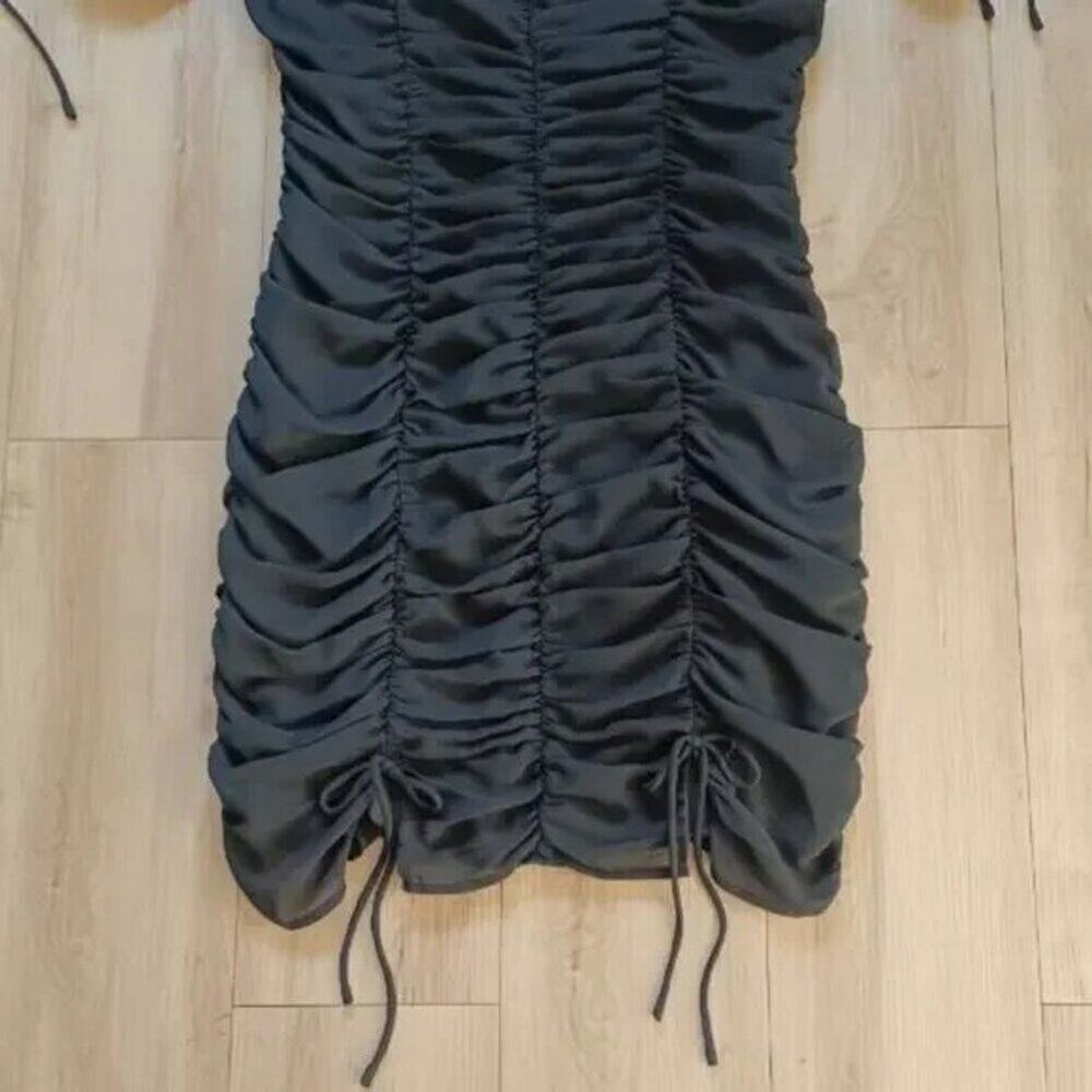 Majorelle Gerald Black Ruched Mini Dress Sorority Pref Round Semi Formal S EUC - Picture 11 of 12
